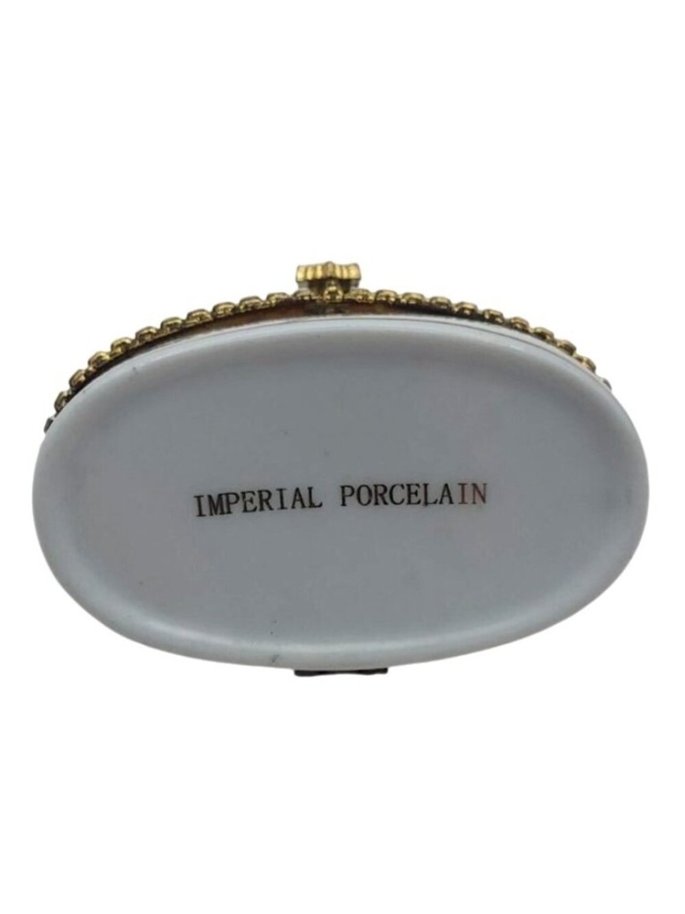 Imperial Porcelain Floral Hinged Oval Trinket Box w/ 1 Peter 5:7 Bible Verse - Picture 7 of 7